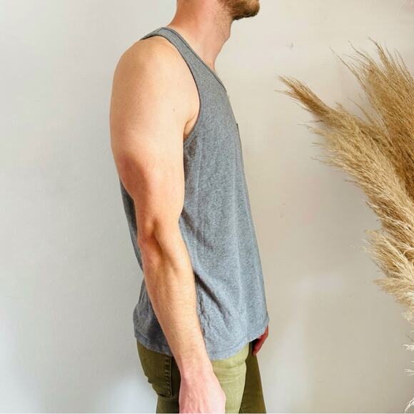 MENS JOES JEANS Dark Heather Grey Gray Sleeveless Tank Top Relax Shirt Pocket S - Picture 5 of 8